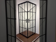 5/6mm Boyutlu Modern Banyo için Siyah Çizgilerle Cam Kare Duş Küresi Çerçeve