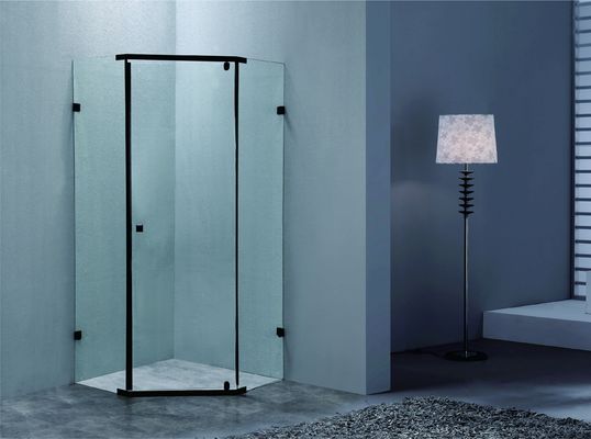6mmT Tempered Glass Black SS El ve Çubuklu Köşede Duş Kapısı