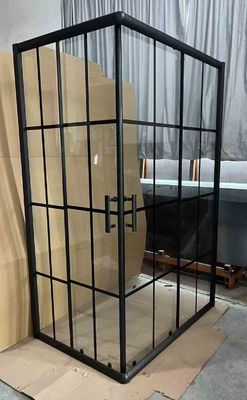 5/6mm Boyutlu Modern Banyo için Siyah Çizgilerle Cam Kare Duş Küresi Çerçeve
